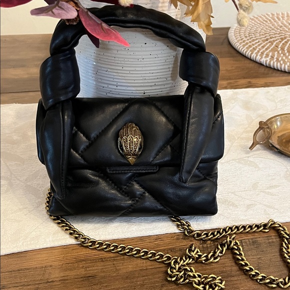 Kurt Geiger Black Quilted Mini Bag with Gold Chain - Picture 1 of 16